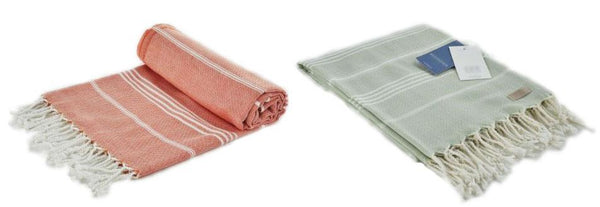 Turkish Peshtemel Towels - Ephesus Striped (Sea Foam Green)