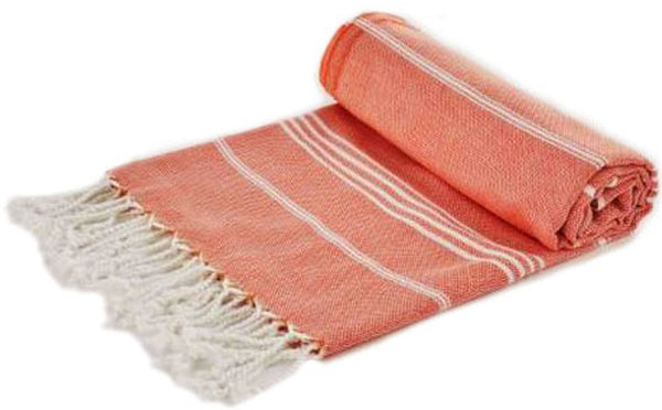 Turkish Peshtemel Towels - Ephesus Striped (Coral Red)