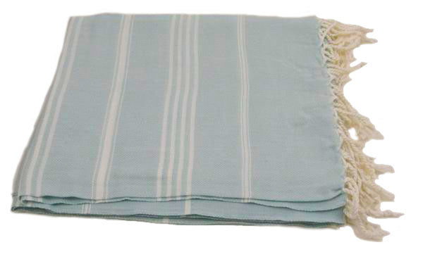 Turkish Peshtemel Towels - Ephesus Striped (Sea Foam Green)