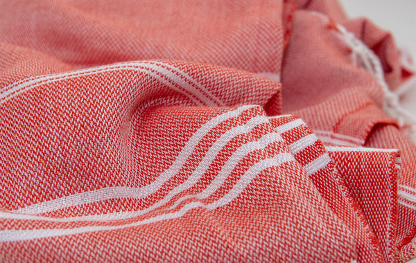 Turkish Peshtemel Towels - Ephesus Striped - Coral 