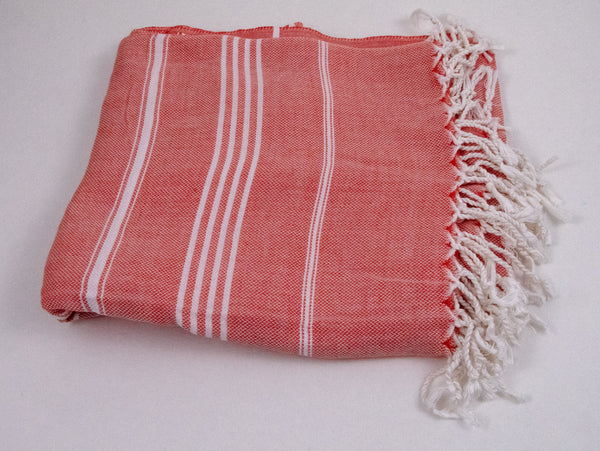 Turkish Peshtemel Towels - Ephesus Striped - Coral