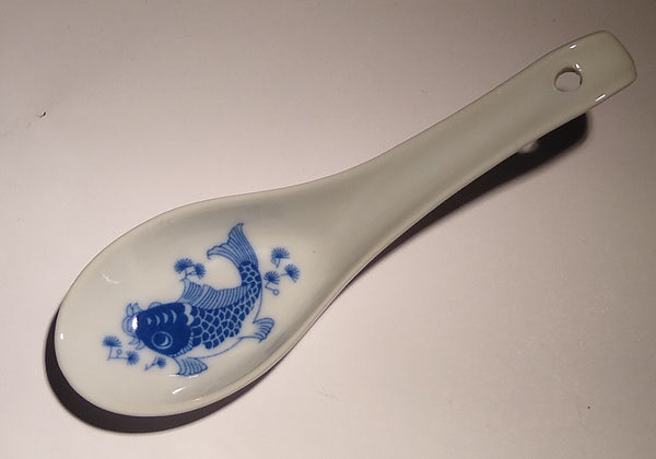 Chinese Soup Spoons - Blue Koi Fish (Set of 4)
