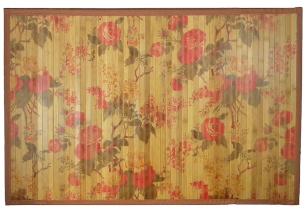 Red Floral Bamboo Mat | JadeSouk