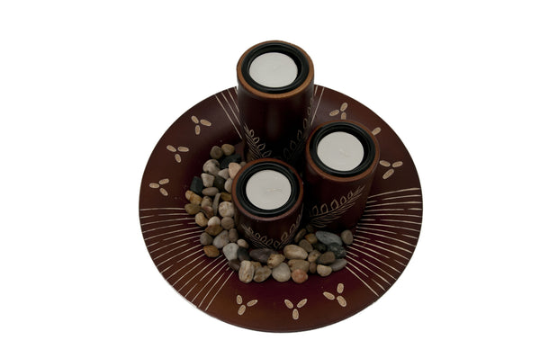 Vientiane Ferns Candle Holder Set - Mahogany | JadeSouk