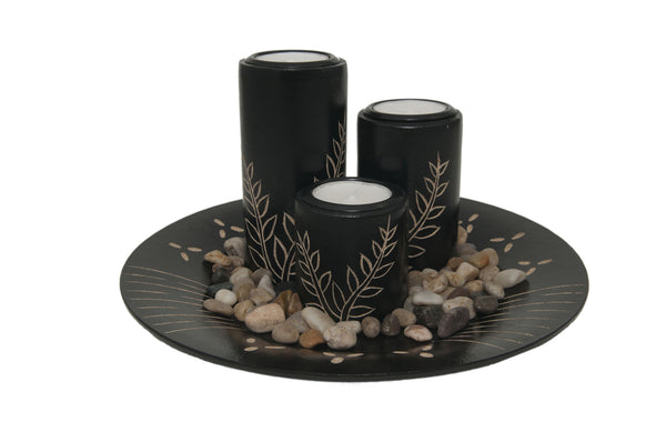 Vientiane Ferns Candle Holder Set - Black | JadeSouk