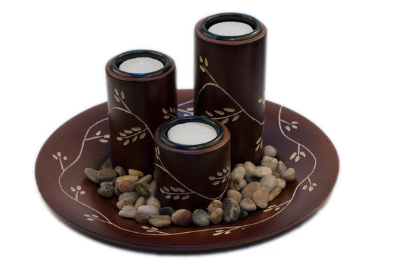 Vientiane Vines Candle Holder Set - Mahogany | JadeSouk