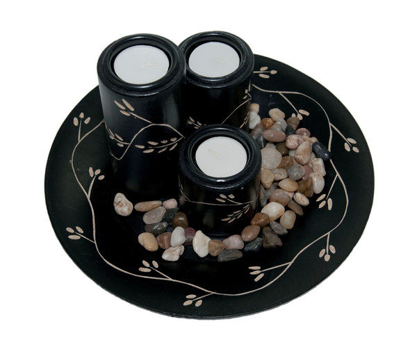 Vientiane Vines Candle Holder Set - Black | JadeSouk